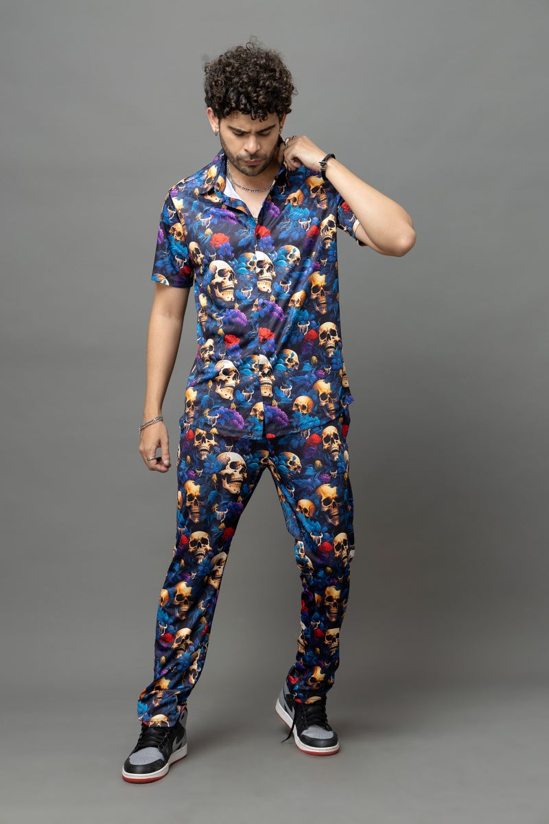 GO DEVIL Skull Print Co-Ord Set For Men - Image 1